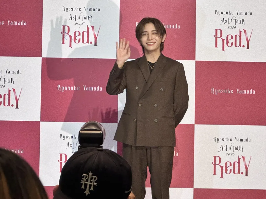 「Hey! Say! JUMP」成員山田涼介一早現身台北出席記者會,依舊相當帥氣。(圖/記者 伍映澄 攝)