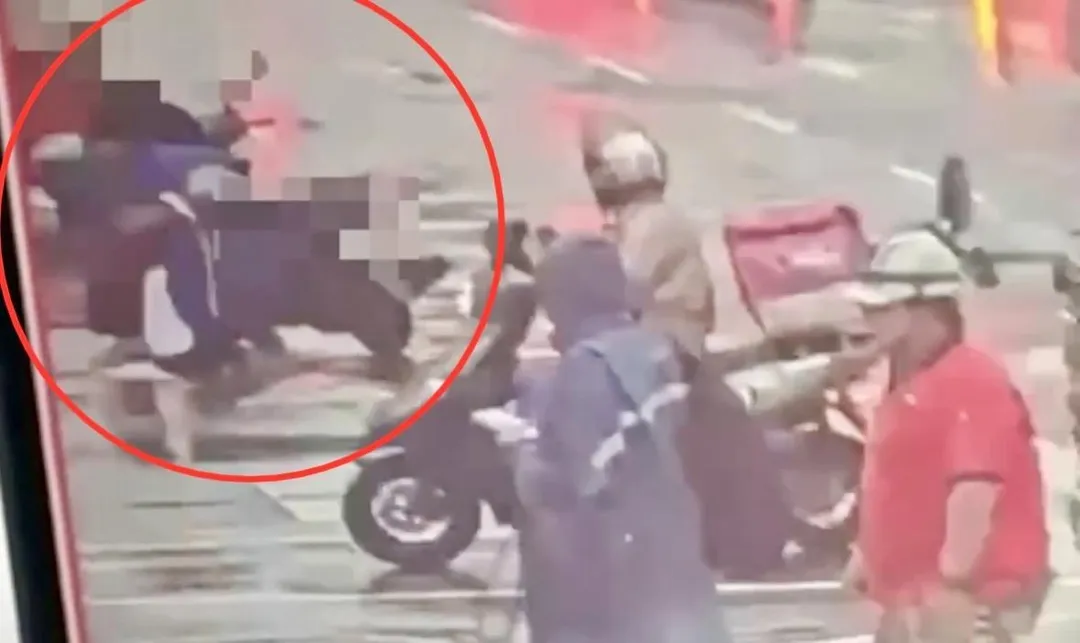 2名男子因車禍在馬路上互毆。(圖/翻攝畫面)