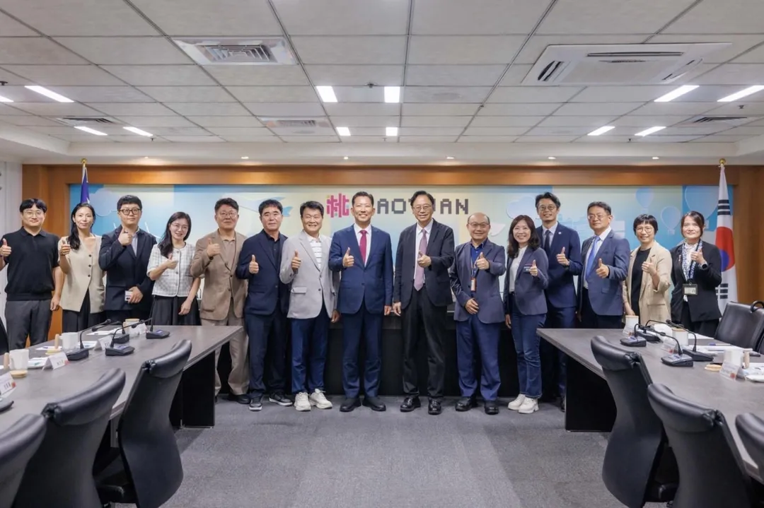 桃園市長張善政4日會晤韓國龜尾市長金璋鎬（Jang-Ho Kim)一行。（圖／桃園市政府提供）