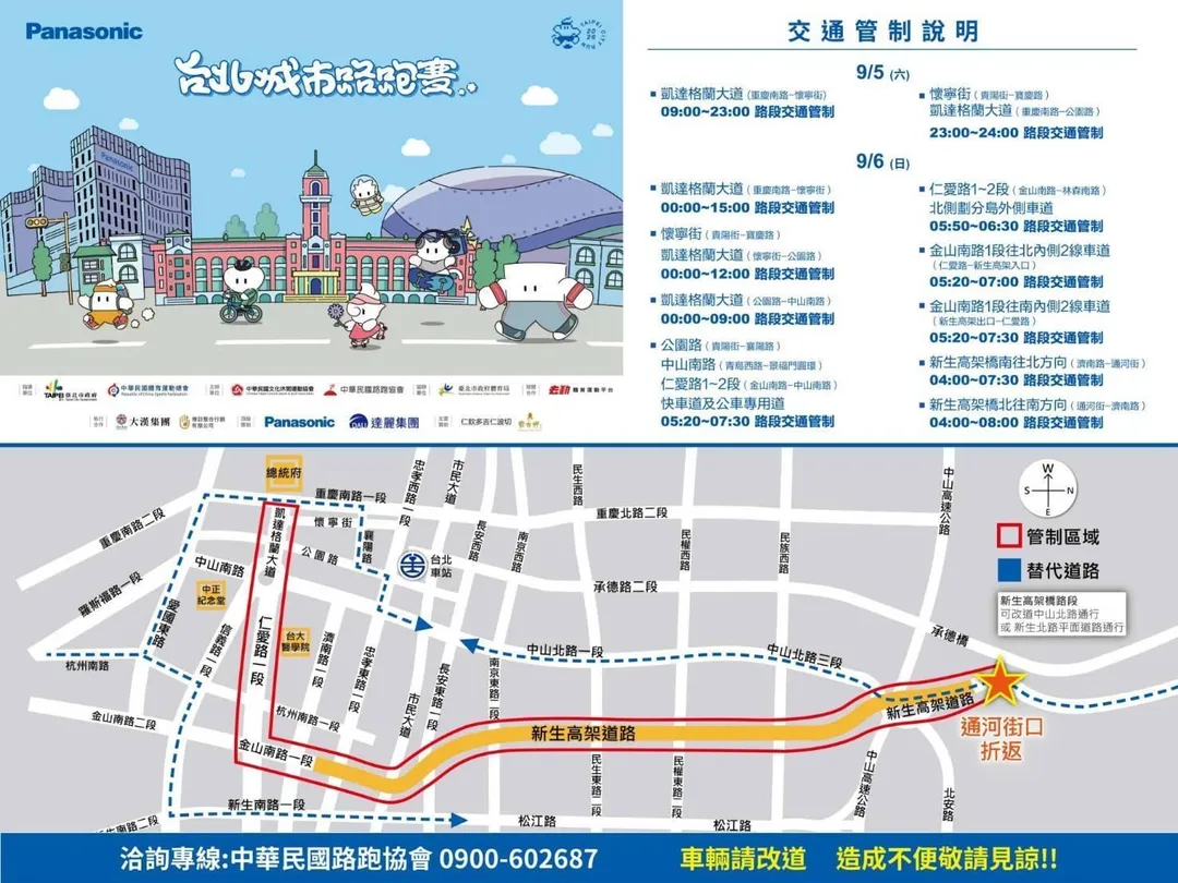 台北城市路跑賽警方交管示意圖。（圖／翻攝畫面）