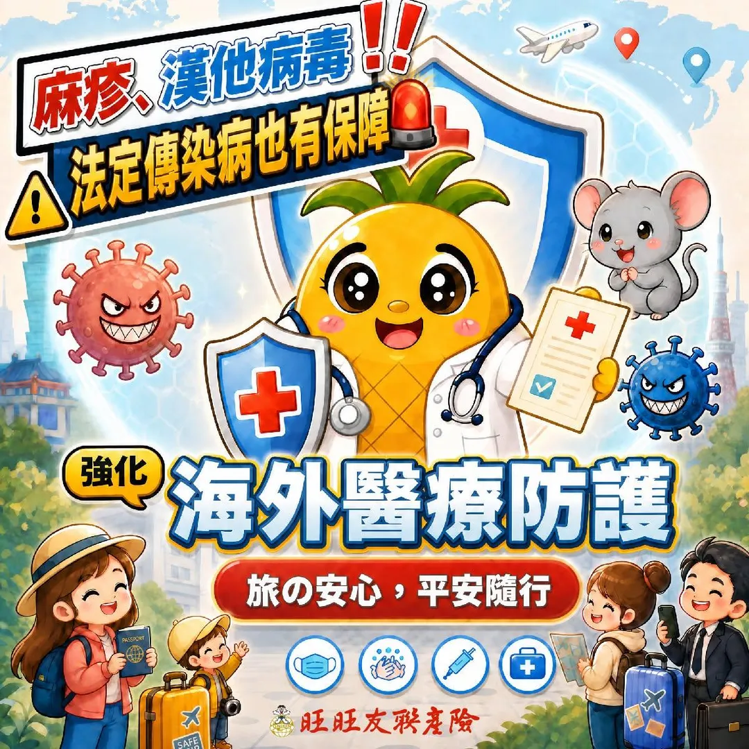 近期疫情升溫，旅途中除了行李跟機票，醫療保障也很重要！不怕突發狀況，才能安心玩、放心回家！（圖/旺旺友聯提供）