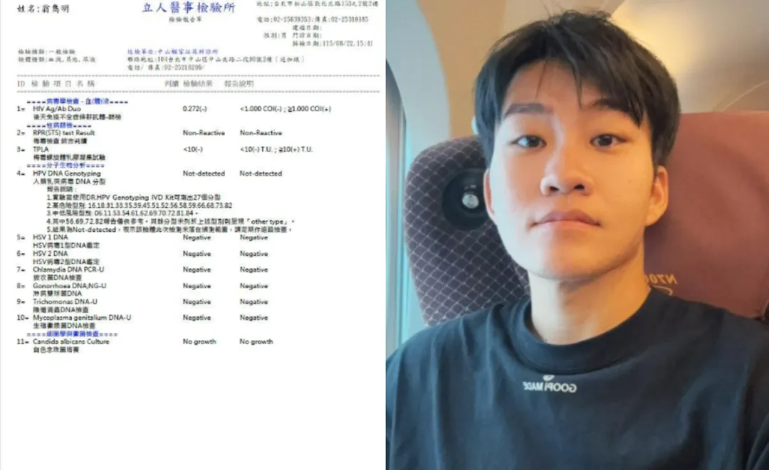 對於蕭伊的指控，Joeman 8日曬出檢驗報告反擊。（圖／翻攝自Joeman臉書）