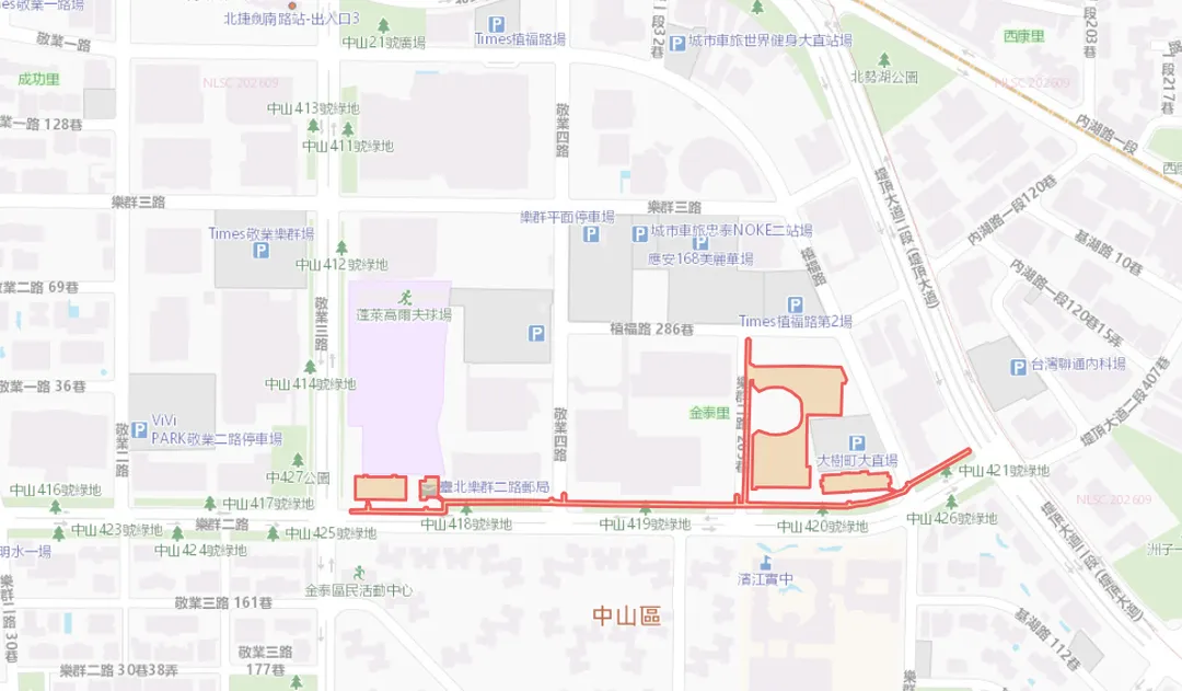 台北市中山區樂群二路143至147號（單號）、樂群二路267至305號（單號）、樂群二路265巷2至42號（雙號）12日將停水。（圖／翻攝台北自來水事業處）