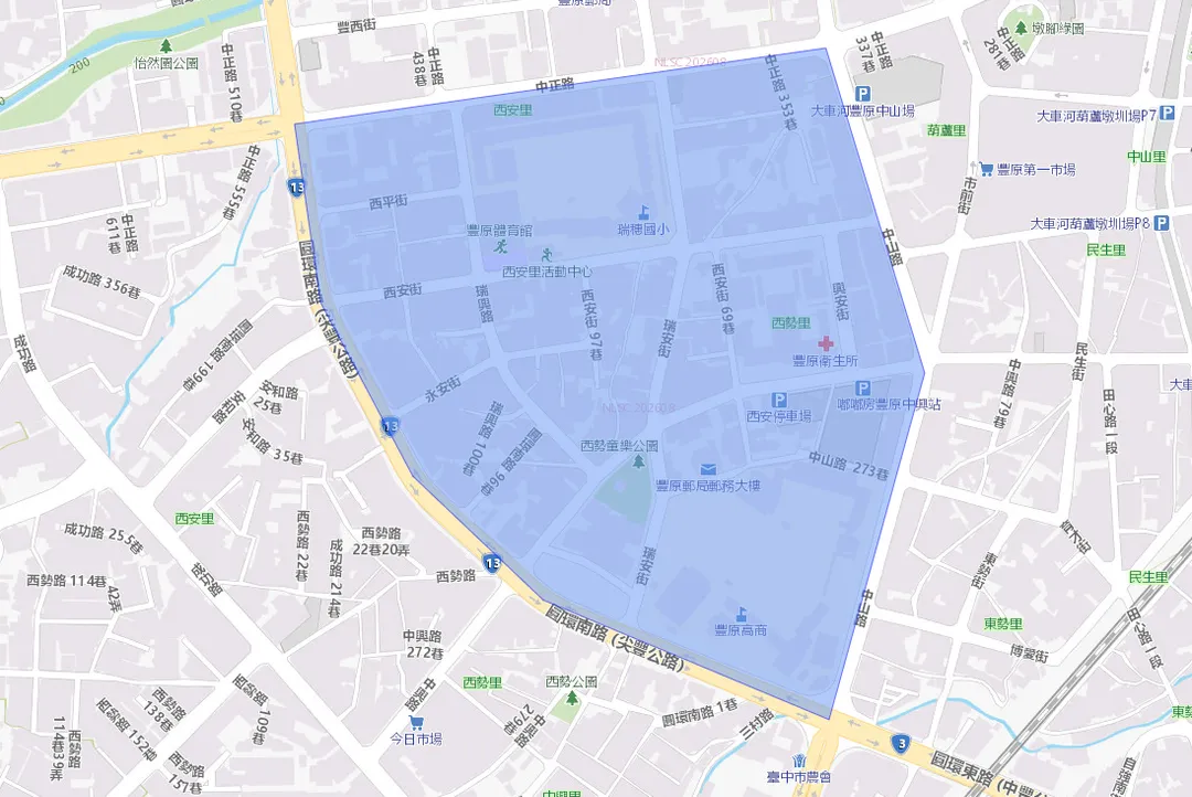 台中市豐原區西勢里、西安里、豐西里12日將停水。（圖／翻攝台灣自來水公司）