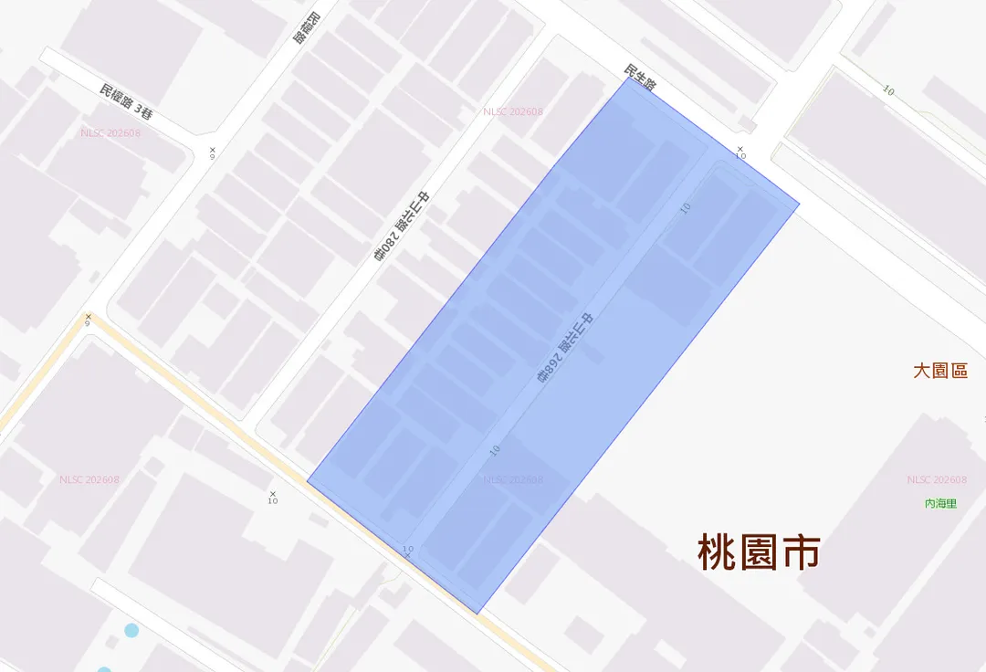 桃園市大園區中山北路268巷、民生路12日將停水。（圖／翻攝台北自來水事業處）