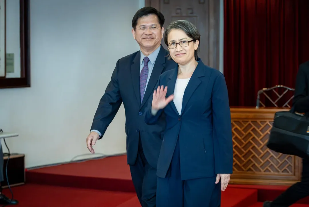 副總統蕭美琴應邀赴義大利出席第二屆「文托泰內歐洲自由與民主論壇,發表返國談話。(圖/中央社)