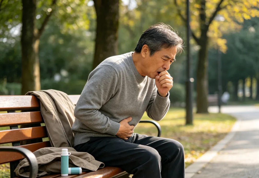 感染後呼吸道可能仍處於發炎、分泌物增加及咳嗽反射敏感的狀態，因此即使感冒好了，咳嗽也不一定同步停止。（示意圖／AI生成圖）