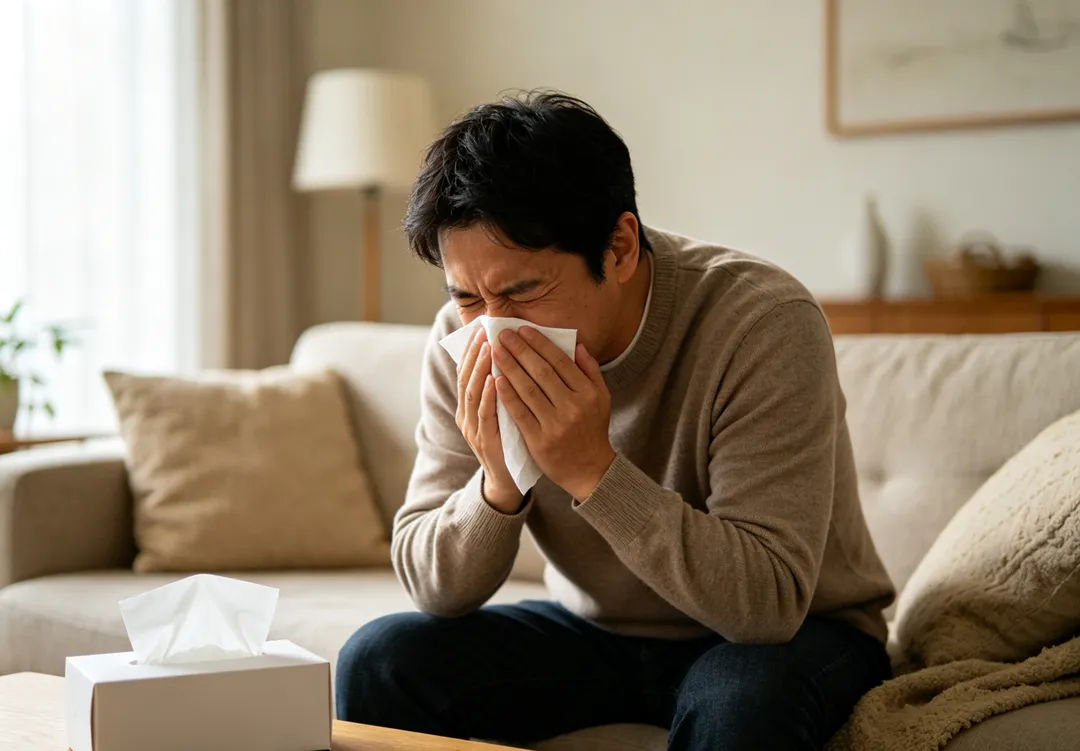早上起床連打噴嚏、鼻塞流鼻水,鼻過敏讓不少人苦不堪言。(示意圖/AI生成圖)
