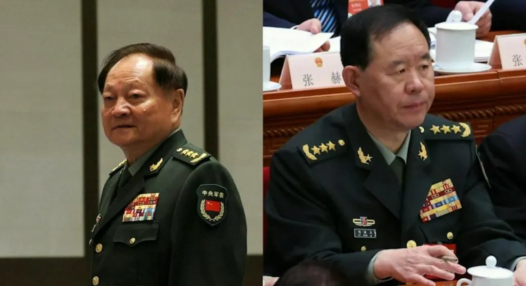 中央軍委副主席張又俠（左）參謀部參謀長劉振立（右）被開除黨籍軍籍。（資料照／路透社）