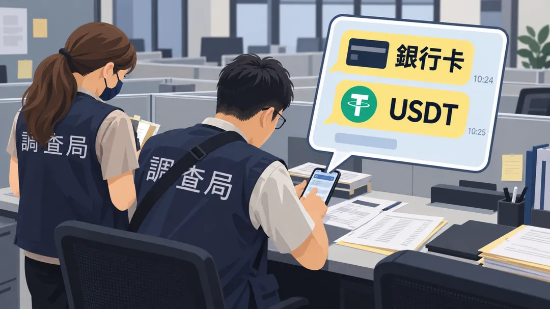 檢察官陳巧曼從黃姓員工手機的公司群組，以及與同事、主管的對話紀錄中，敏銳發現「銀行卡」、「USDT」等異常關鍵字。（圖／示意圖／AI生成）