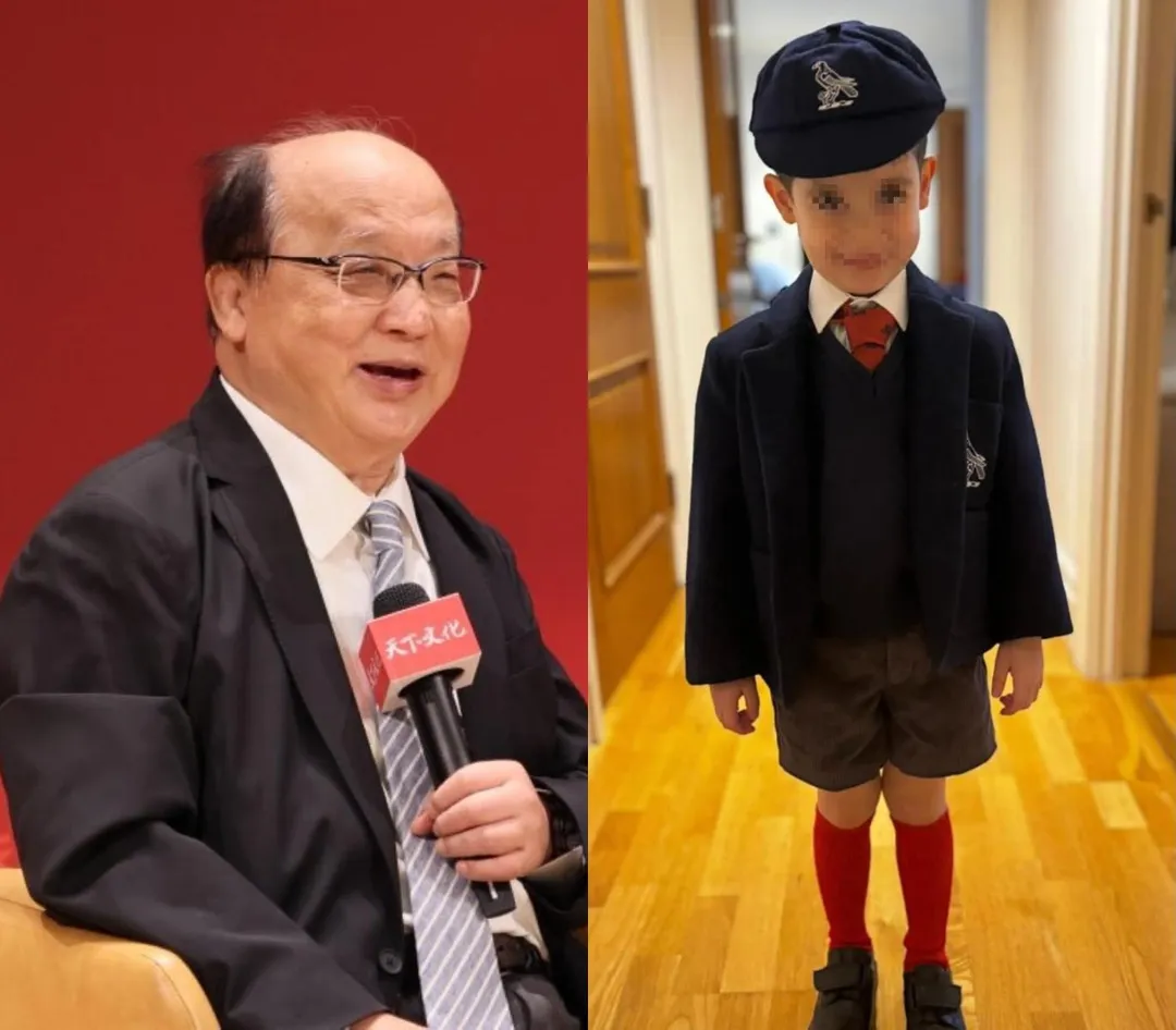 胡志強25日PO出外孫（右圖）上小學制服照。（合成圖／翻攝胡志強臉書）