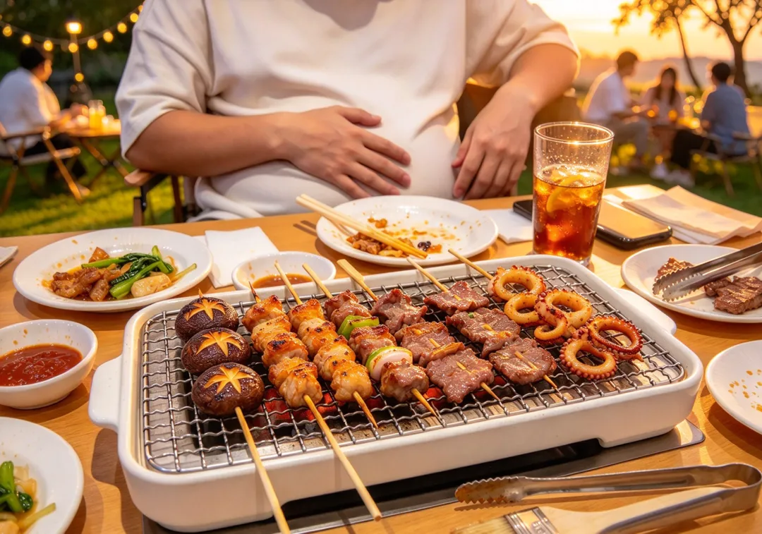 中秋連假不少民眾烤肉、吃月餅，假期進入後半段，有人想斷食或激烈運動「還債」。（示意圖／AI生成圖）