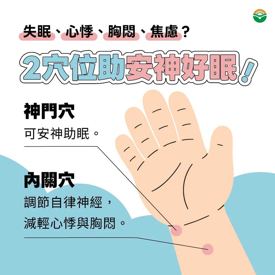 周慧雯提醒,除了芳療,也可搭配神門穴、內關穴按摩。(圖/馬光中醫)
