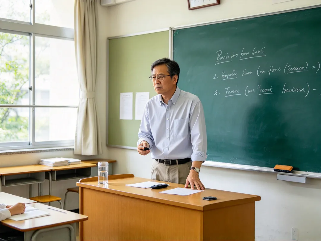 老師長時間講課、用嗓過度,加上學生管理、行政及家長溝通等壓力,容易出現喉嚨乾燥、異物感、聲音沙啞及情緒緊繃。(示意圖/AI生成圖)
