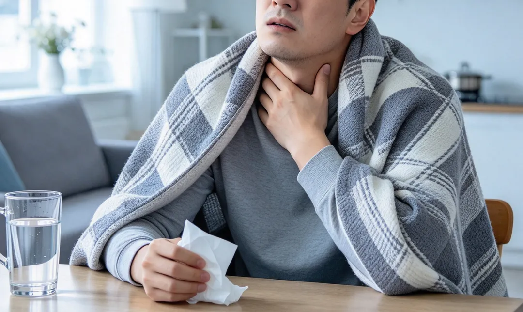 入秋後天氣開始變化,忽冷忽熱、溫度下降,許多人容易出現流鼻水、打噴嚏、喉嚨痛等不適。(示意圖/AI生成圖)