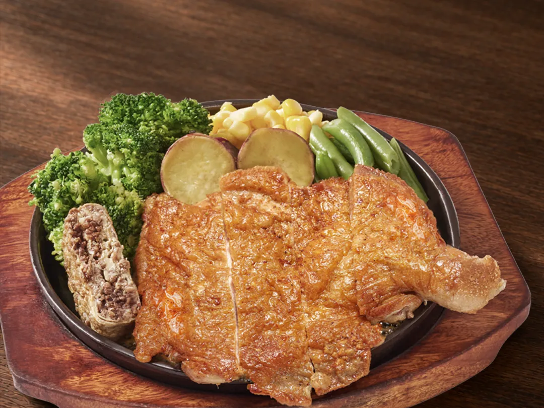 蒜香勁化雞腿套餐|蛋白質 45g+。(圖/肉的長谷川)