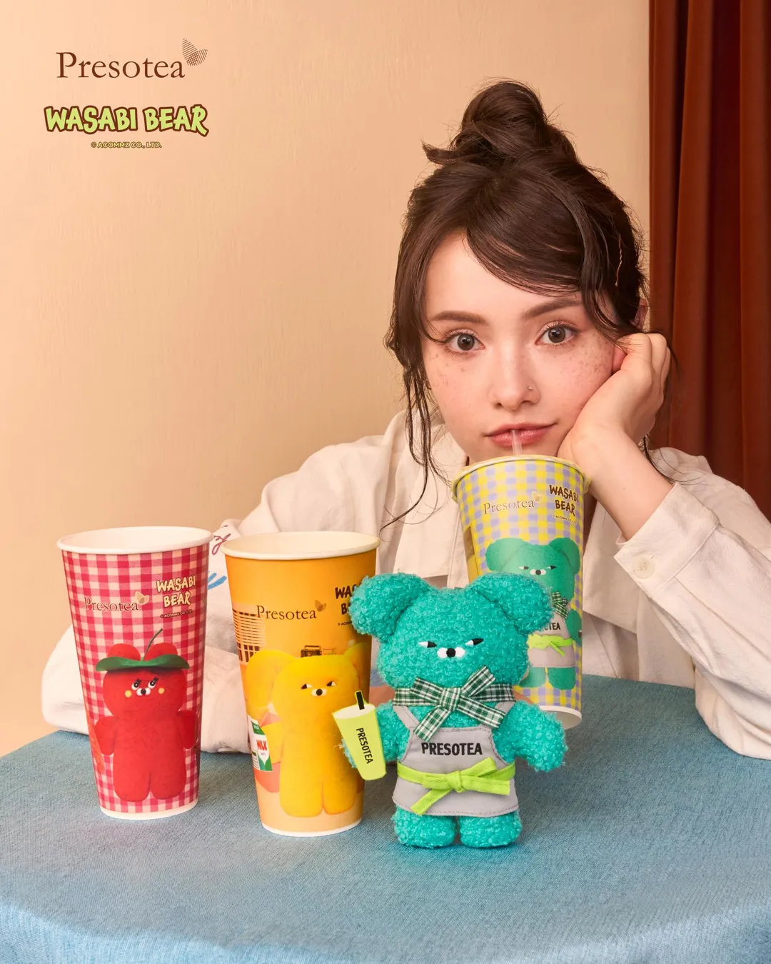 鮮茶道(Presotea)自 2026 年 10 月 1 日起至 12 月 31 日,攜手韓國人氣 IP「芥末熊(Wasabi Bear)」展開為期三個月的重磅聯名。(圖/鮮茶道提供)