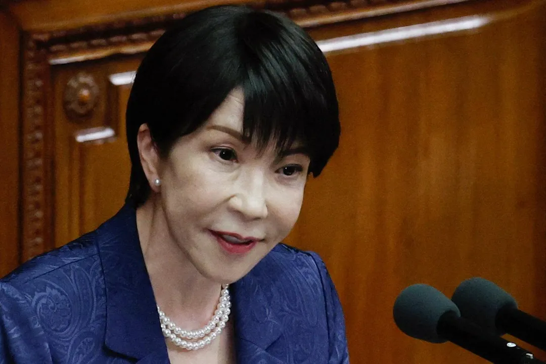 日本首相高市早苗5日在東京國會發表施政演說。（圖／路透社）