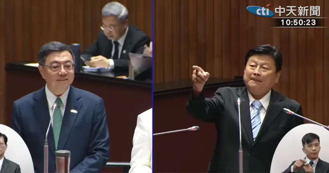 卓榮泰與傅崐萁針對普發現金議題激烈交鋒。(圖/中天新聞)