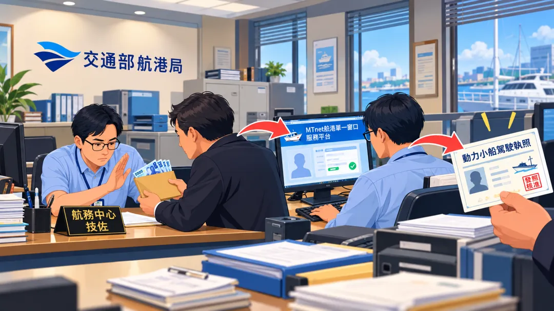 航務中心前技佐涉嫌收受賄款，透過系統讓民眾免試取得動力小船駕駛執照。（圖／示意圖／AI生成）