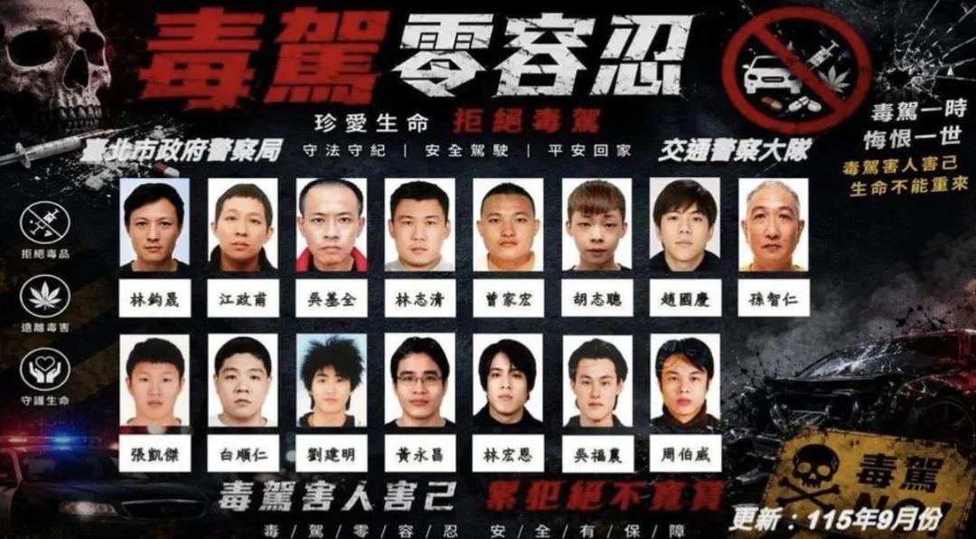 北市毒駕累犯名單。(圖/翻攝畫面)