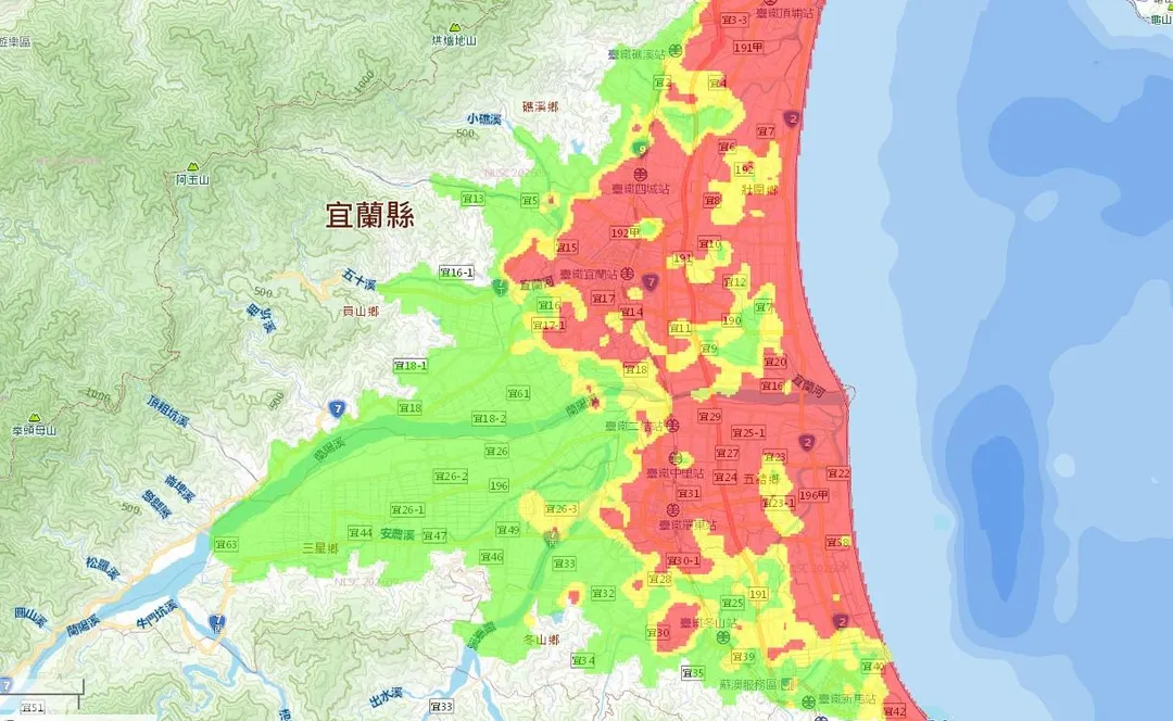 土壤液化潛勢圖。（圖／翻攝自土壤液化潛勢查詢系統）