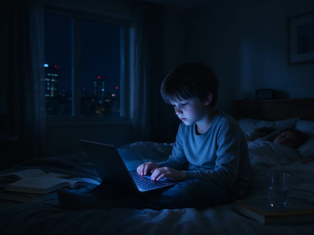 評估青少年上網情形時,除了使用時間,也應確認使用時段、睡眠作息及情緒表現。(示意圖/AI生成圖)