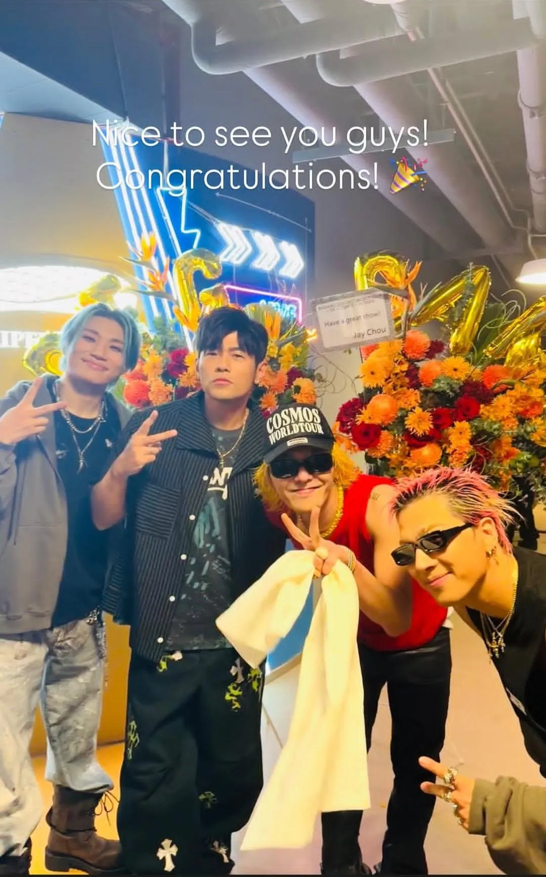 周杰倫(左二)曬出與BIGBANG合照。(圖/翻攝自周杰倫 IG)
