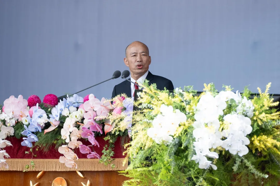 立法院長韓國瑜在國慶致詞時脫稿演出。（圖／總統府）