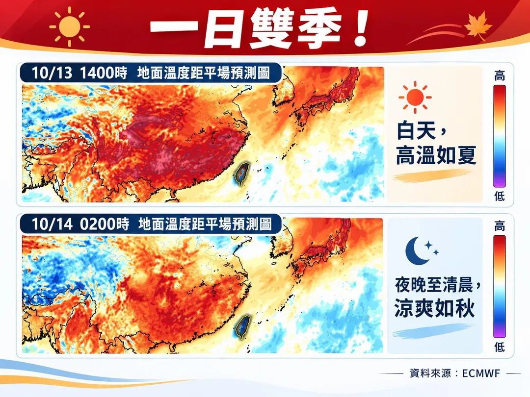 氣象專家林得恩指出近日天氣「一日雙季」。（圖／取自「林老師氣象站」臉書粉專）
