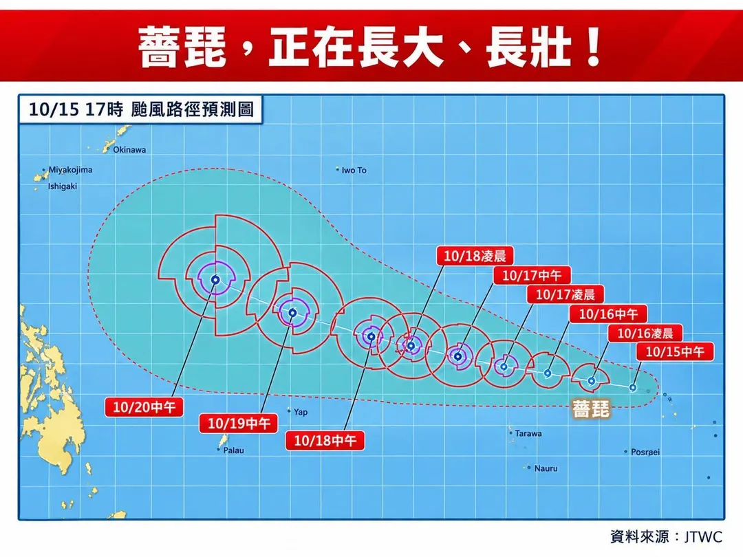 薔琵路徑預測。(圖/林老師氣象站)