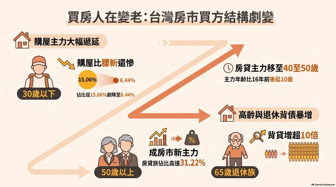 全台65歲退休背負房貸人數激增至6.1萬人，增幅突破10倍。（圖／示意圖／AI生成）