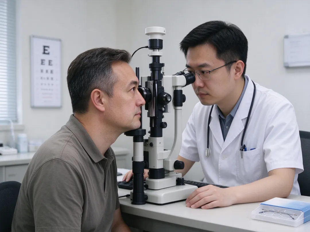 第二型糖尿病患者應在確診時安排完整眼底檢查，後續依眼科醫師建議定期追蹤。（示意圖／AI生成圖）
