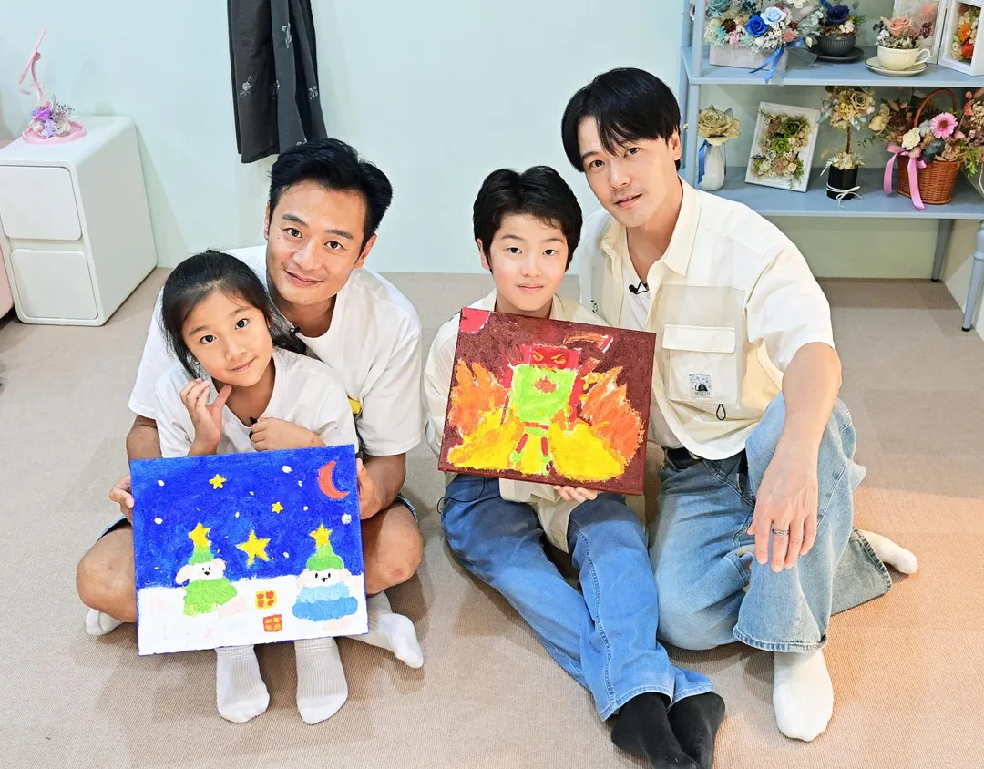 黃文星與兒子小星、林佑星與女兒小花近日擔任《雙星家遊團》來賓。（圖／台視提供）