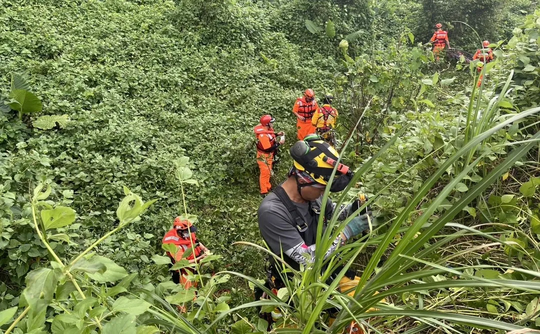 大批消防人員搜山。（圖／翻攝畫面）