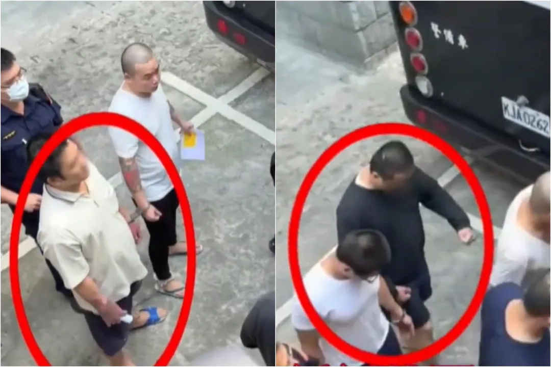 淡水2名男子林志銘(polo衫)、曾鈺偉(黑長袖)燒死鄰居求減刑。(圖/資料畫面)