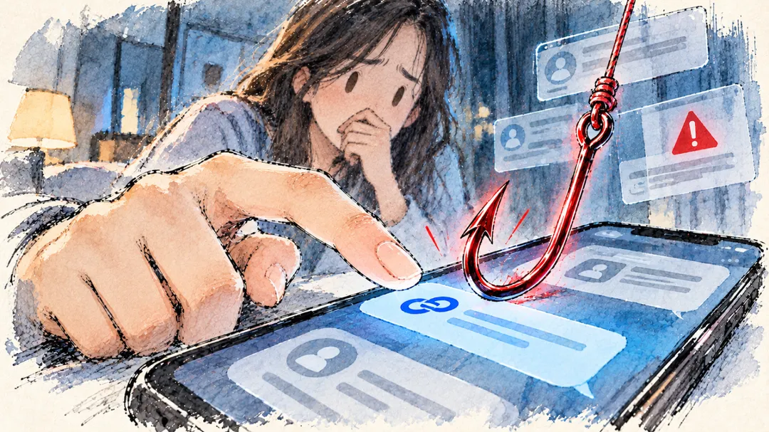 女網友誤點不明連結,iPhone離奇失控且備份重置功能全遭鎖死。(圖/示意圖/AI生成)