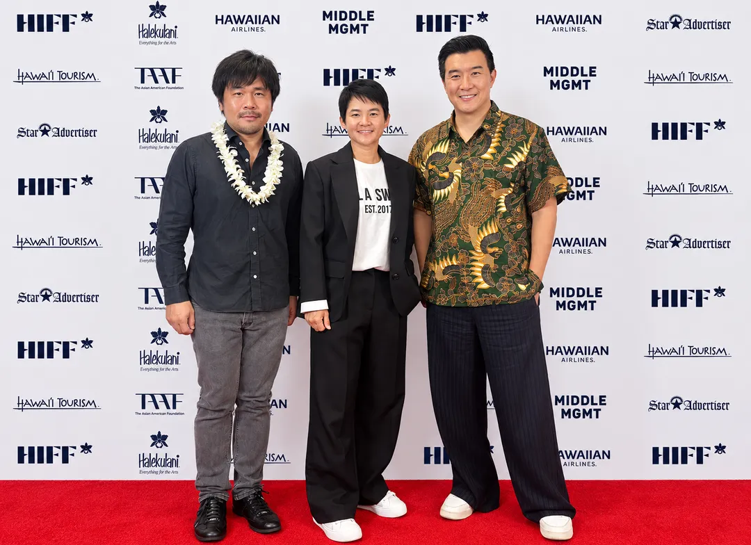 導演陳惟揚（左起）、曾雅妮與製片楊明燊一同出席紀錄片全球首映。（圖／嚴選娛樂電影製作有限公司提供）
