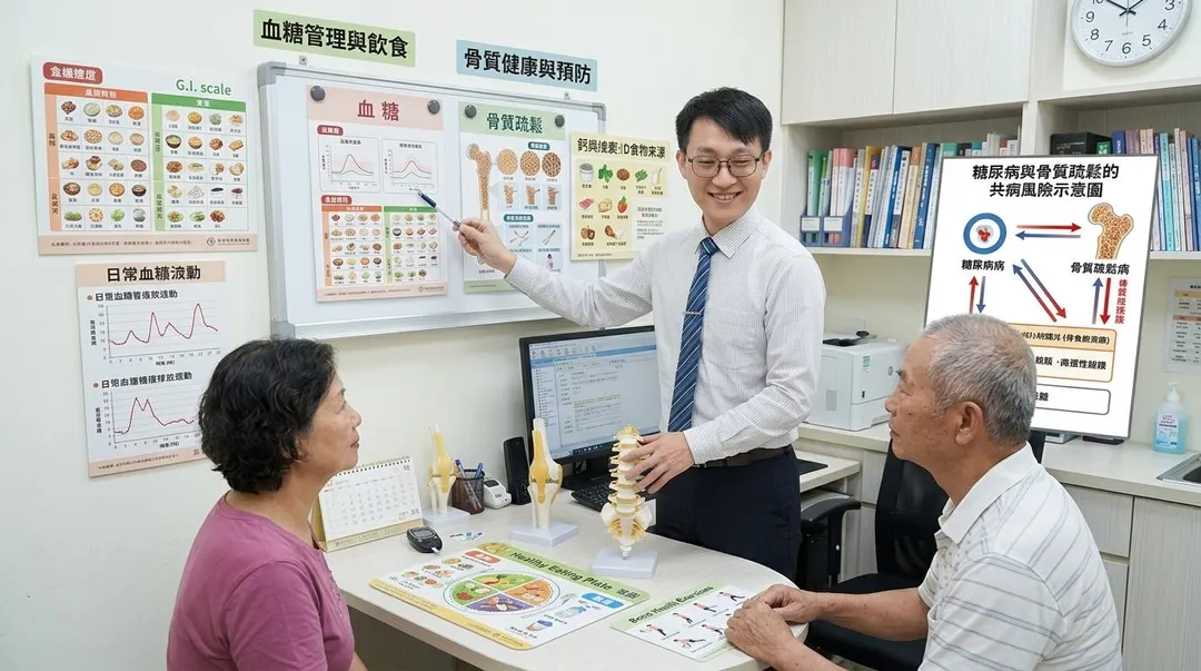 許多糖尿病患者以為只要把血糖控制好，就能降低併發症風險，卻忽略了長期高血糖也可能悄悄影響骨骼健康。（圖／嘉義基督教醫院）