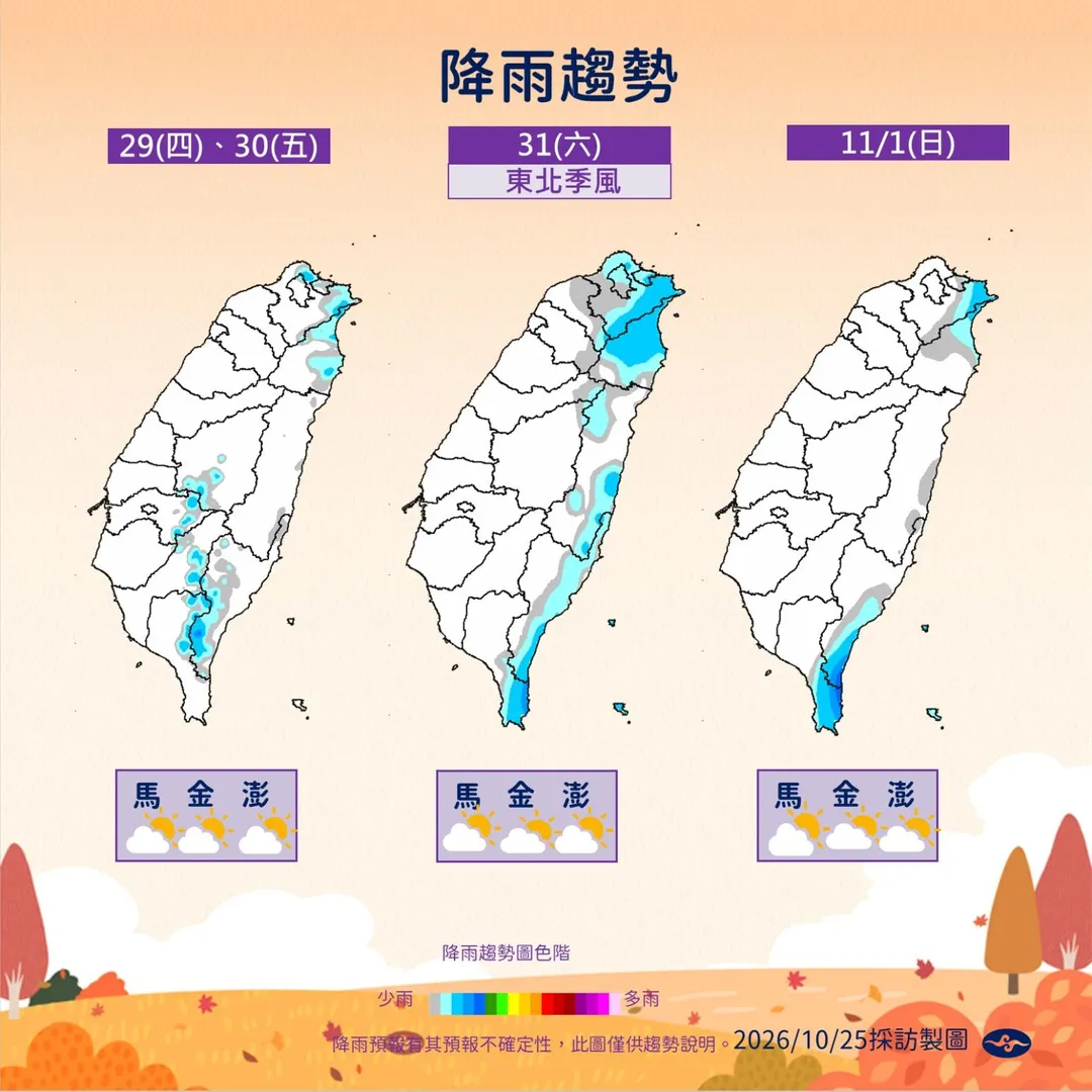 下週降雨趨勢。(圖/氣象署提供)