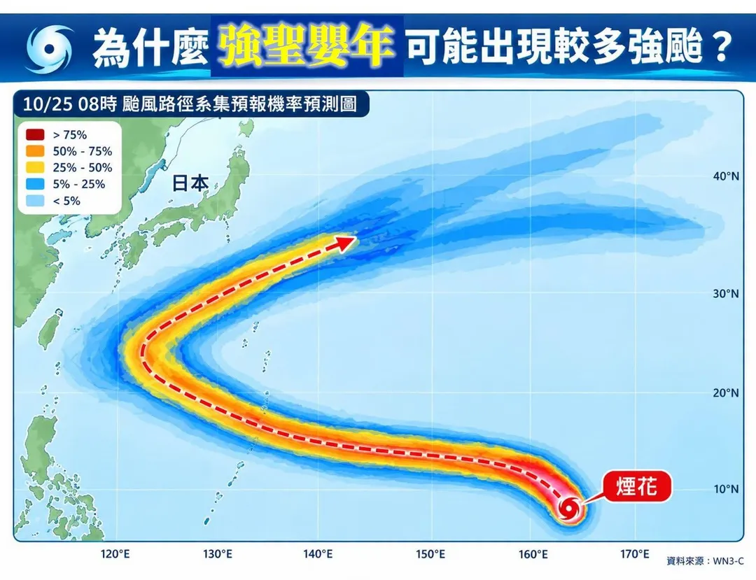 煙花颱風最新路徑。（圖／翻攝自臉書／林老師氣象站）