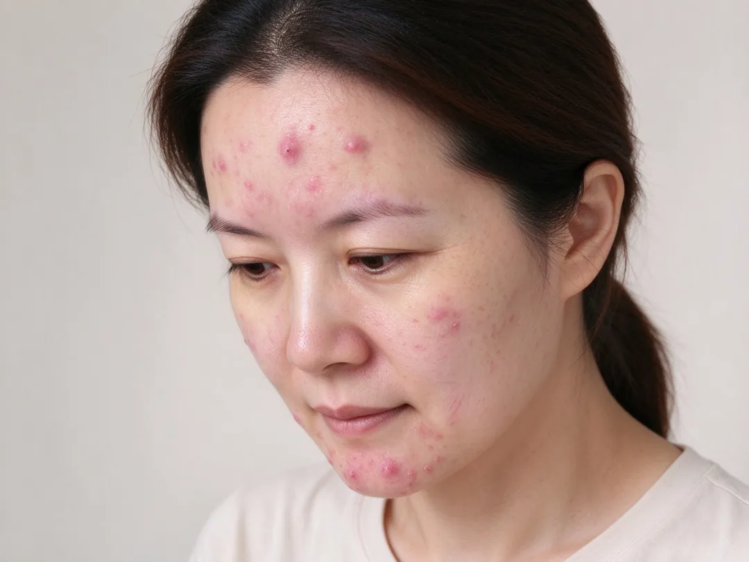 額頭、下巴、兩頰輪流冒痘,擠了怕留疤、不擠又困擾,青春痘讓不少孩子每天照鏡子都煩惱。(示意圖/AI生成圖)