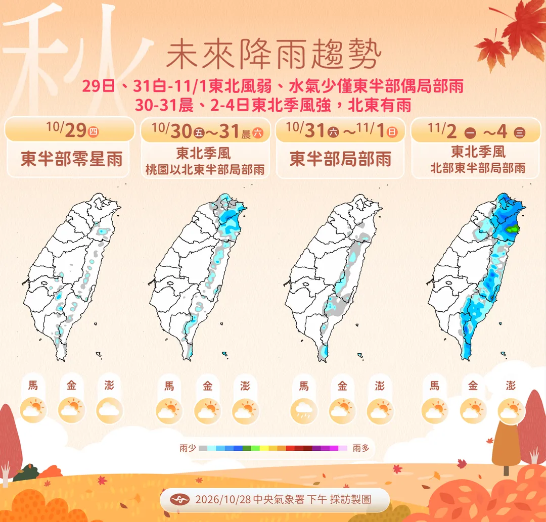 未來降雨趨勢。(圖/中央氣象署)