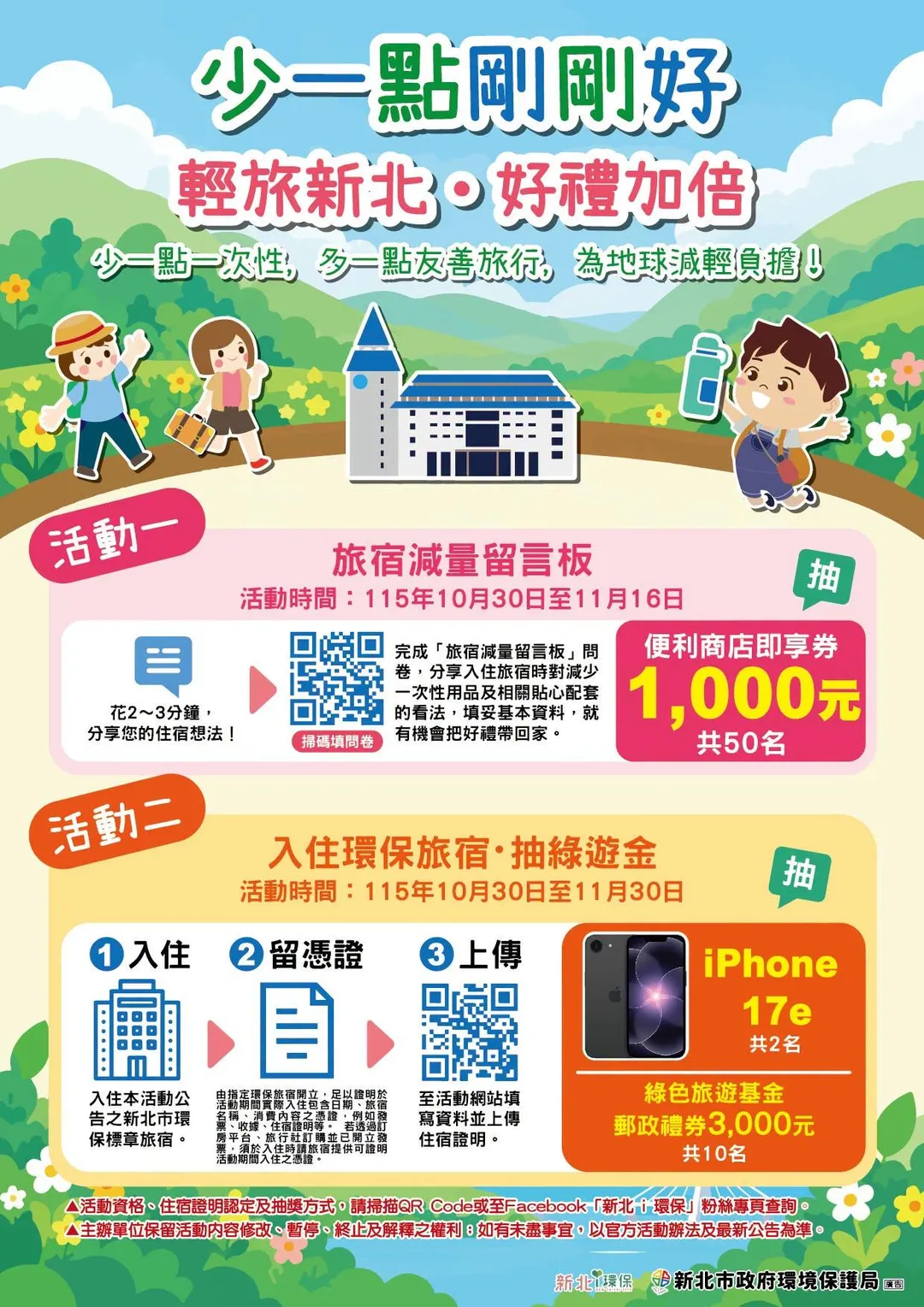 新北市環保局推出「少一點剛剛好｜輕旅新北‧好禮加倍」活動。（圖／新北市政府環境保護局）