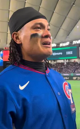 張育成眼眶泛淚。（圖／翻攝自CPBL 中華職棒臉書）