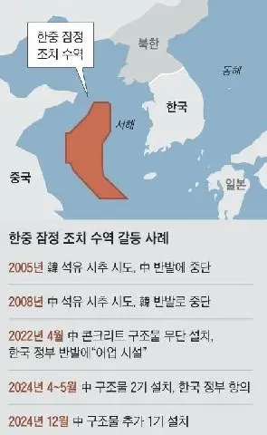 大陸在黃海設鋼構造物。(圖/翻攝朝鮮日報)