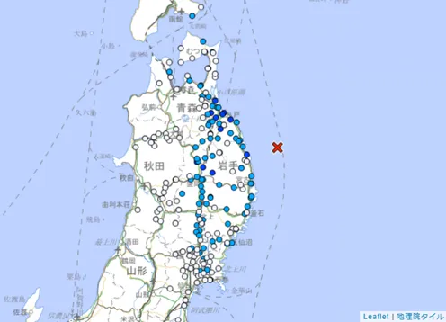 日本岩手縣近海深夜發生規模4.9地震　最大震度3級