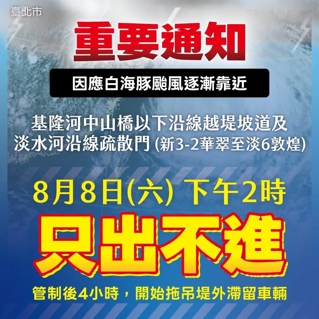 快移車！北市下午2時水門管制　「3區」紅黃線開放臨停