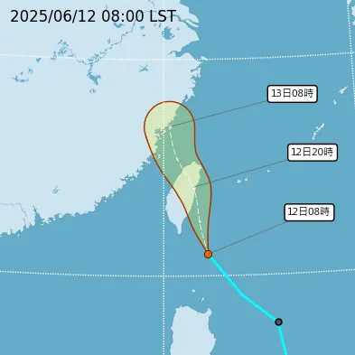 熱帶低壓TD02移動路徑預測。（圖／中央氣象署）