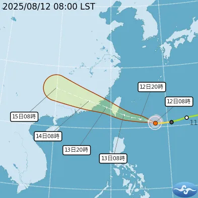 颱風(中度颱風 楊柳)路徑潛勢預報（圖／中央氣象署）
